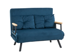 Sofá Cama Convertible 4 En 1 Sillón Cama 2 Plazas Plegable Respaldo Ajustable De 5 Niveles Almohadas 102x73x81 Cm Azul