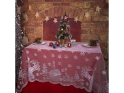 Rebe-mantel Rectangular Navideño 160x230cm Poliéster Patrón De Renos Y Copos De Nieve