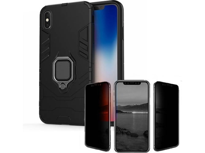Kit Funda y Protector Privacy iPhone XS Max Military Defender Negro