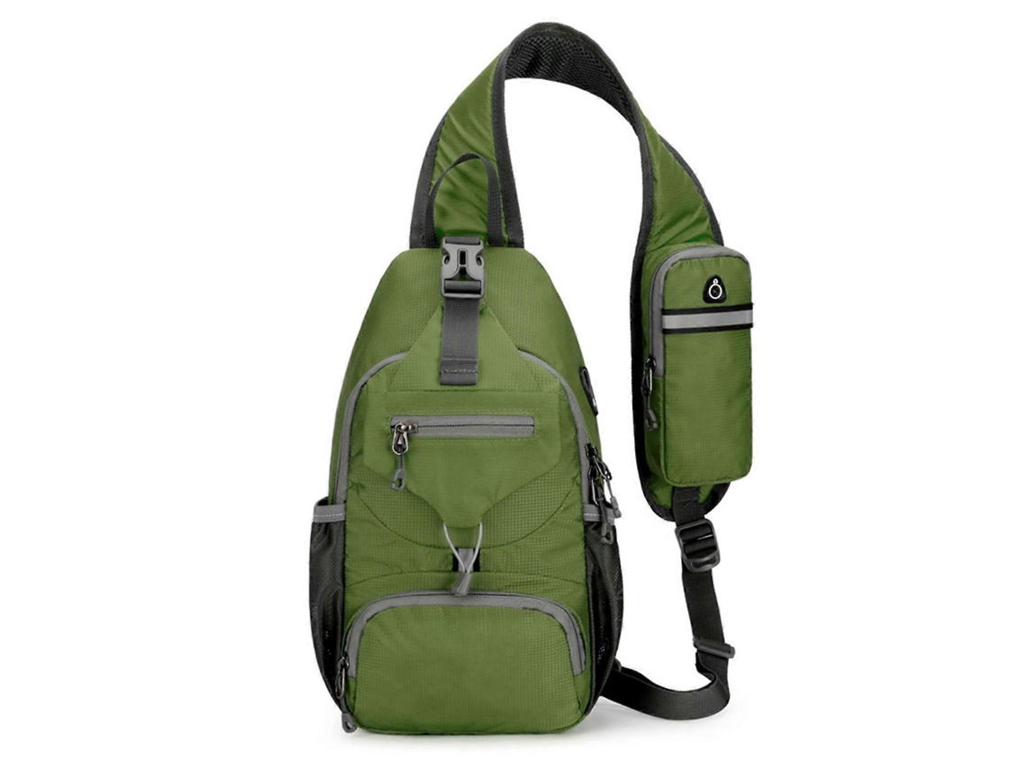 Mochila bandolera para hombre de nailon, multifuncional, para llevar al hombro, en el pecho o para uso informal en viajes, en color verde.