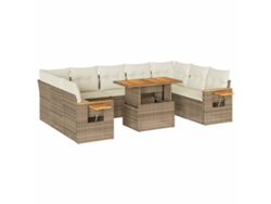 Conjunto 10 sofás jardín y cojines VIDAXL ratán sintético acacia beige