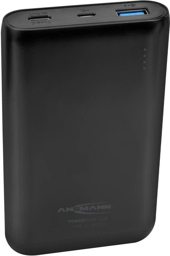 Ansmann Batería Externa de 3.0 con 10000mah y salida 3a cargador para hasta 3 recargas tipo negro 17000095 10000 1