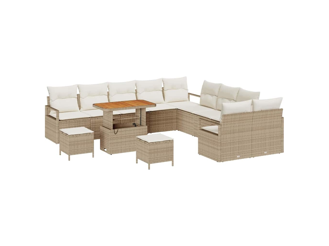 Maison Exclusive - Conjunto De Sofá De Jardín Con Cojín 13 Pcs Beige Y Crema