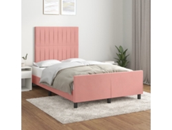 Estructura De Cama Sin Colchón Terciopelo Rosa 120x190 Cm