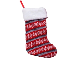 Meia de Natal com Estampa Listrada Vermelha Kit Saco de Presente Decoração Clássica para Hanging na Lareira