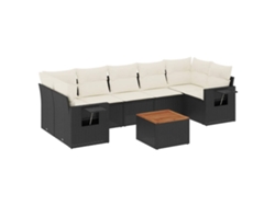 Maison Exclusive - Set De Sofás De Jardín 8 Piezas Y Cojines Ratán Sintético Negro
