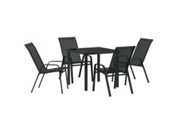 Conjunto De Comedor De Jardín 5 Uds | Mueble De Jardín Negro