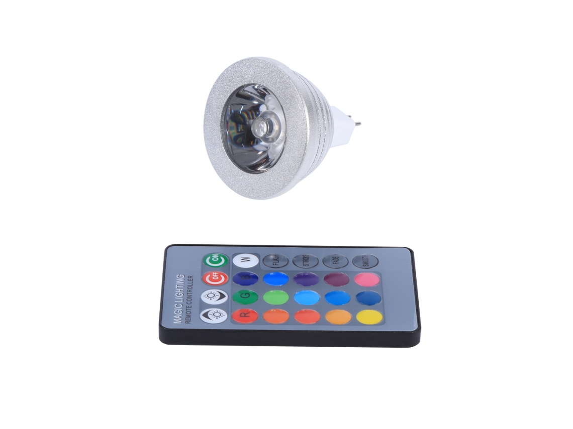 Bombilla Led Mr16 Rgb De 3w 12-24v Con Control Remoto, Cambio De Color, Para Barra De Bar Doméstica