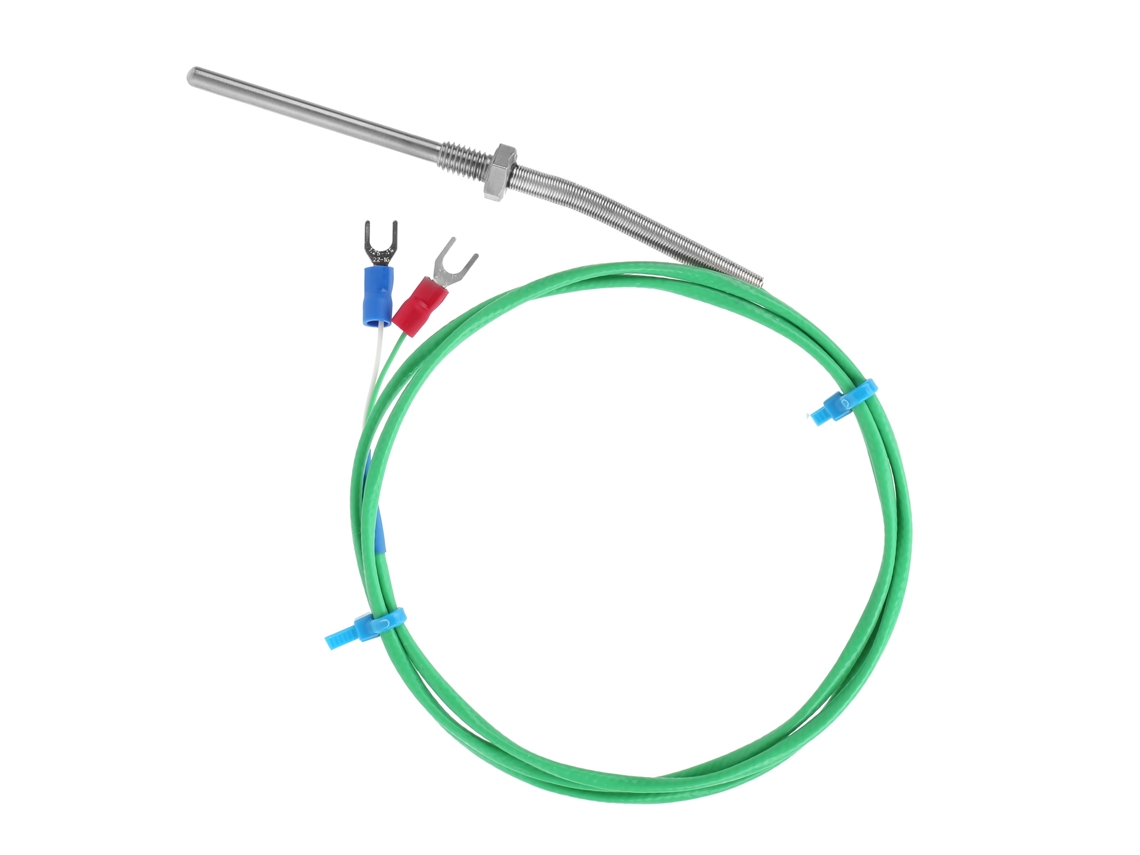 Sonda De Termopar Tipo K Con Rosca M6x50mm Y Cable Trenzado Blindado, Rango De Medición 0-200℃, 1 Metro, Acero Inoxidable.