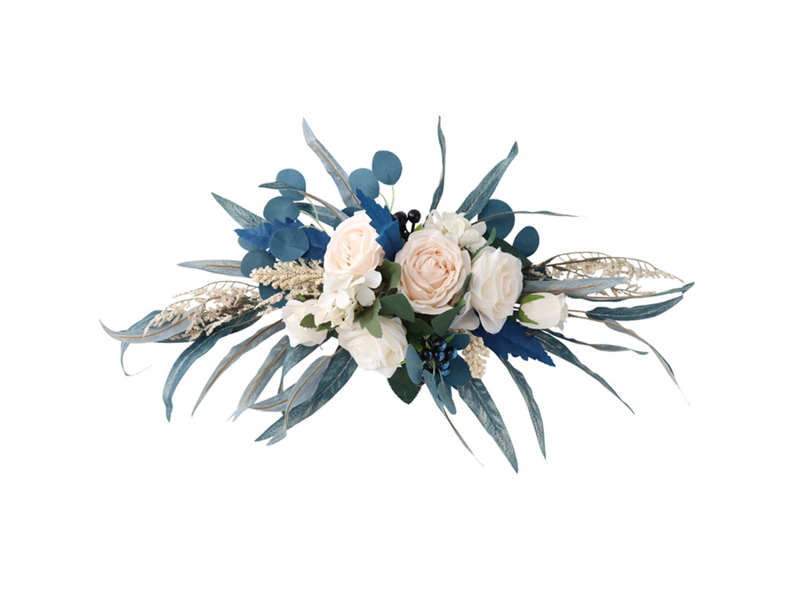 Decoración floral artificial azul pavo real para bodas