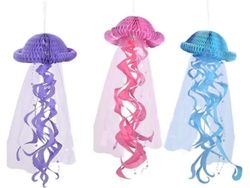 Farolillos de papel con forma de medusa, temática de sirenas, artículos para fiestas Rosewell