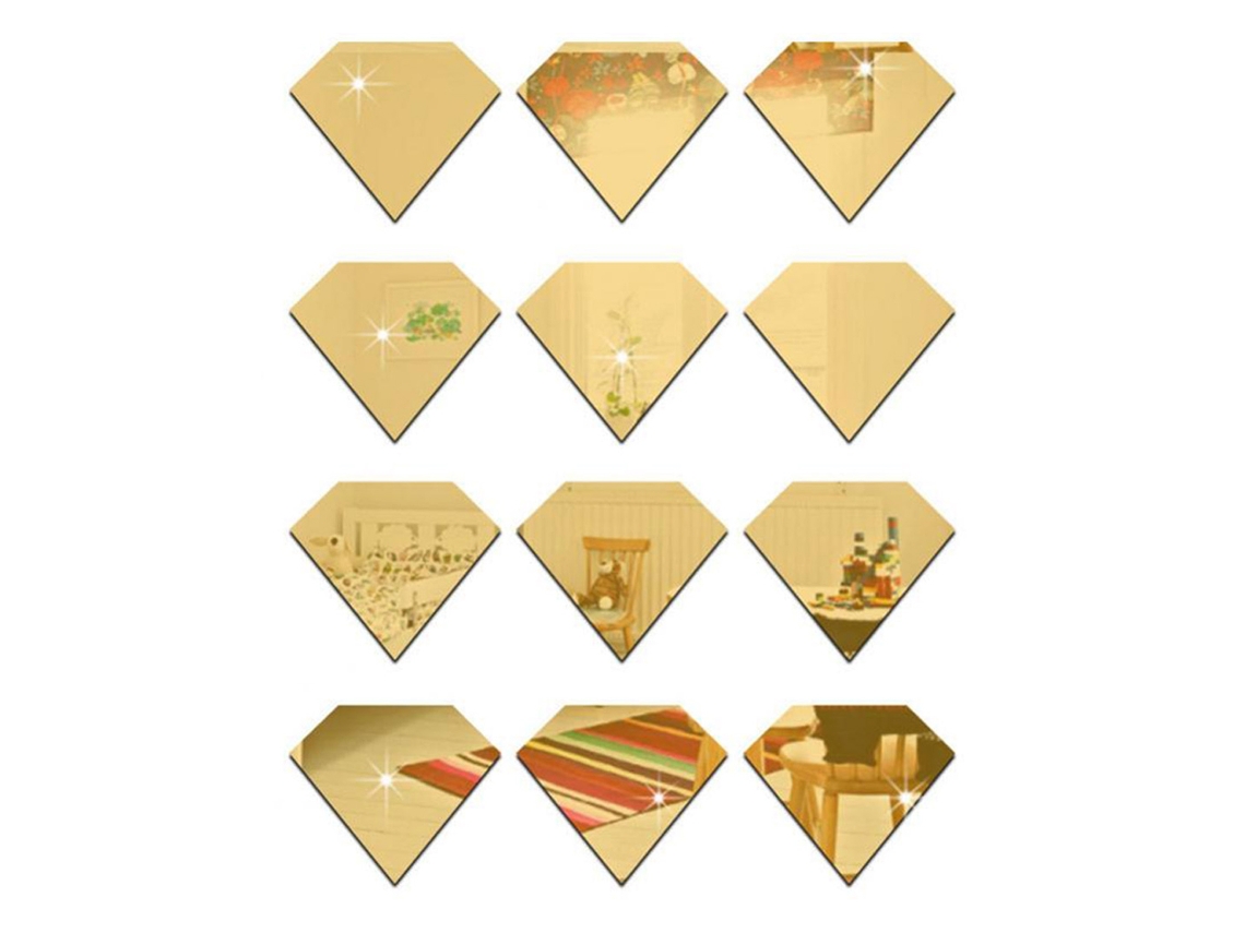 Adhesivo de espejo acrílico en forma de diamante para decoración de habitación infantil (dorado) Kofihety