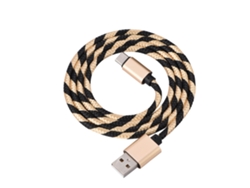 Cable de datos tipo C con franjas de nailon, carga rápida de 2 A.