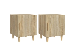 Juego de 2 mesitas de noche de madera de roble, Sonoma, EXCLUSIVA DE LA CASA