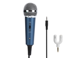 Micrófono De Condensador Con Cable De 3,5 Mm Con Adaptador De Audio En Forma De U Para Karaoke (azul)
