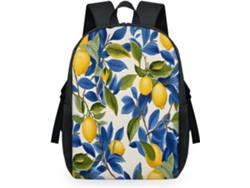 Mochila infantil con estampado de hojas de limón tropical, 32,5 x 15 x 44,9 cm, tejido de punto impermeable.
