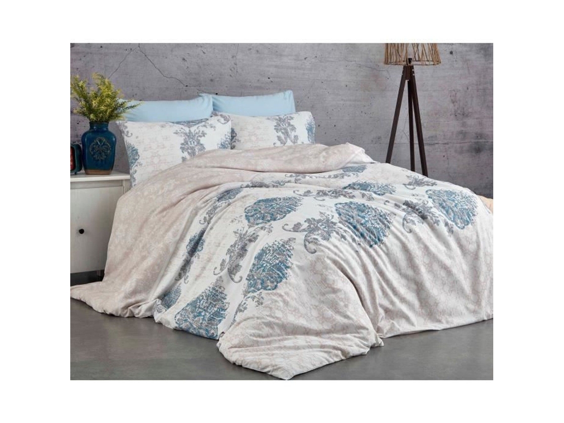 Juego De Cama - Funda Nórdica 220 X 240 + 2 Fundas De Almohada 60 X 60 De Algodón Reforzado - Azul