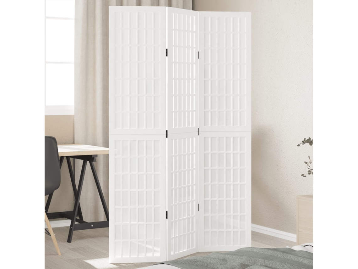Biombo Separador | Separador De Ambientes De 3 Paneles Madera Maciza Paulownia Blanco