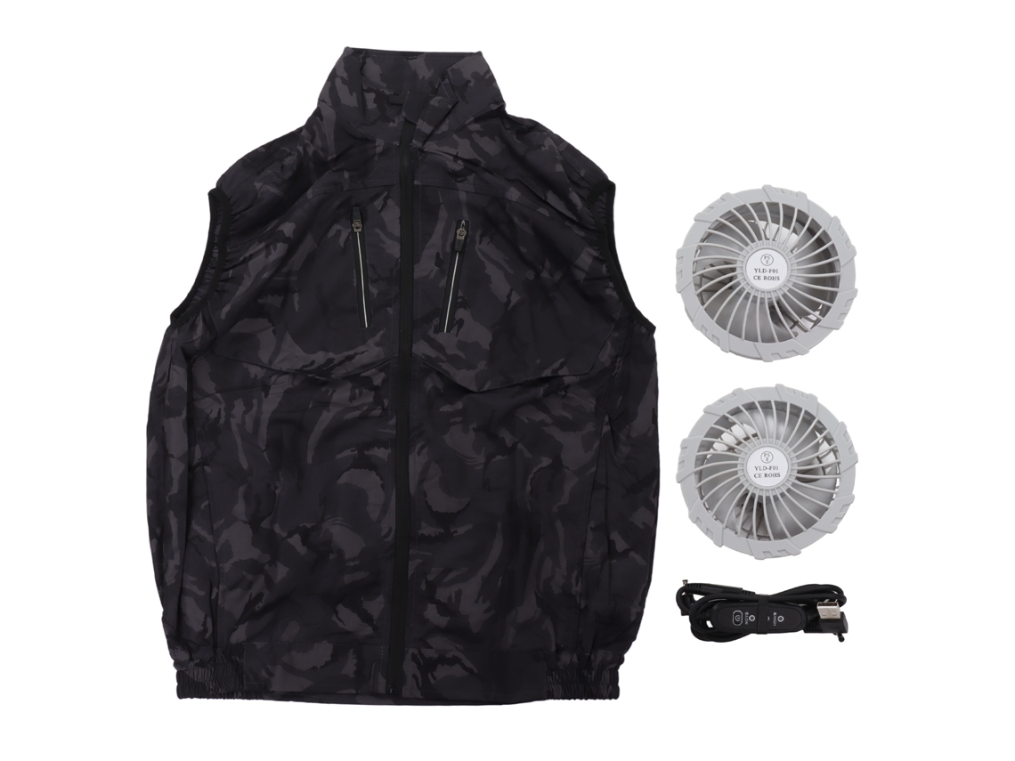 Chaleco con ventilador USB de camuflaje profundo, talla XXXL, verano