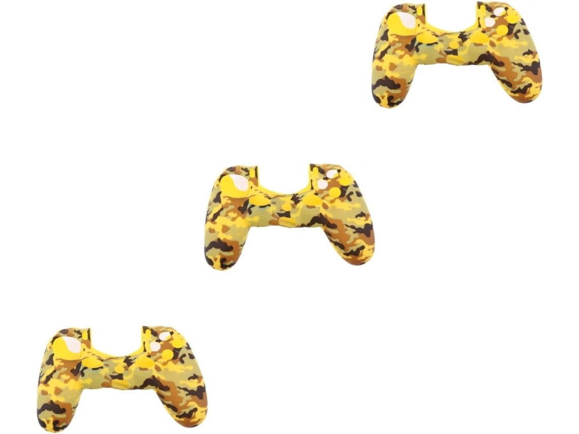 Juego De 3 Carcasas De Silicona Para Mandos, Estampado De Camuflaje Amarillo 4
