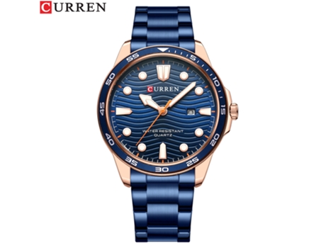 Relojes para Hombre Reloj de Cuarzo analógico de Acero Inoxidable de Moda Reloj de Pulsera con Calendario para Hombre-Concha Rosa Azul LUUCOZK