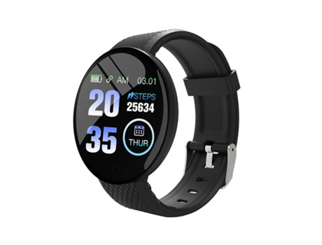 Pulsera Deportiva D18 1 Monitor de sueño de presión arterial de pantalla redonda de 44 pulgadas Negro