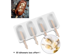 Molde de Hielo Sorbet 4 Eskimos Magnum Silicona de Alta Calidad Helado Casero DIY Sin BPA 20 Palitos de Madera Incluidos