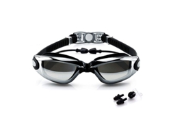 Gafas De Natación Con Tapones De Oído Antidesborde Antifog Protección Uv Sin Fugas Negro