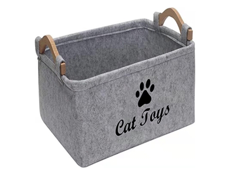 Caja de almacenamiento del cuadrado de la manija de madera de la caja del fieltro del almacenamiento del juguete del animal doméstico de la caja de...