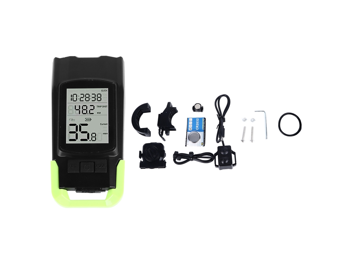 2026-ordenador De Bicicleta Inalámbrico Con Pantalla Lcd Retroiluminada Impermeable Velocímetro Horno Luces Led Para Ciclismo Verde