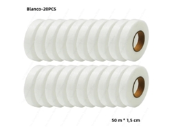Rolo de 50 Metros Tecido Não Tecido Dupla Face Fusível Interlining Vestuário Ferro Saco Fita Lateral Calça Borda Mudar Curto MDUG (branco 20pcs)