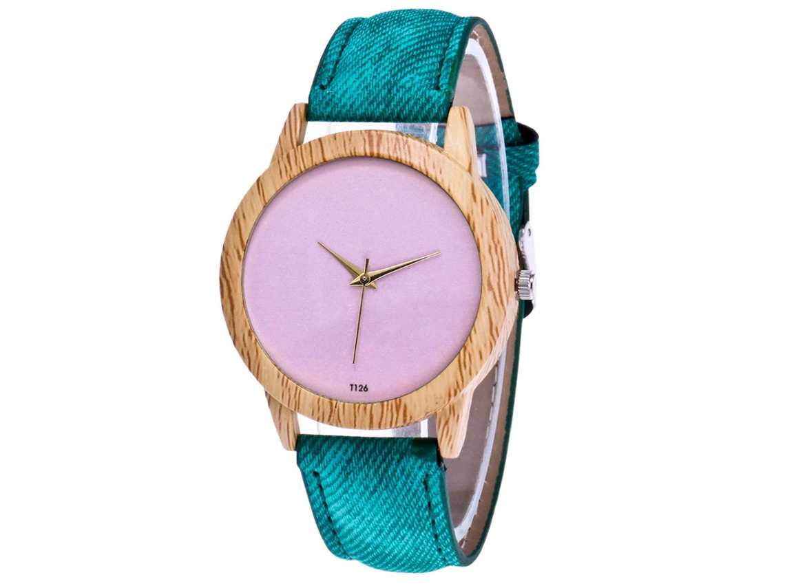 Reloj De Pulsera Zhoulianfa Quartz Para Parejas Con Esfera Rosa Y Correa De Lona Verde.