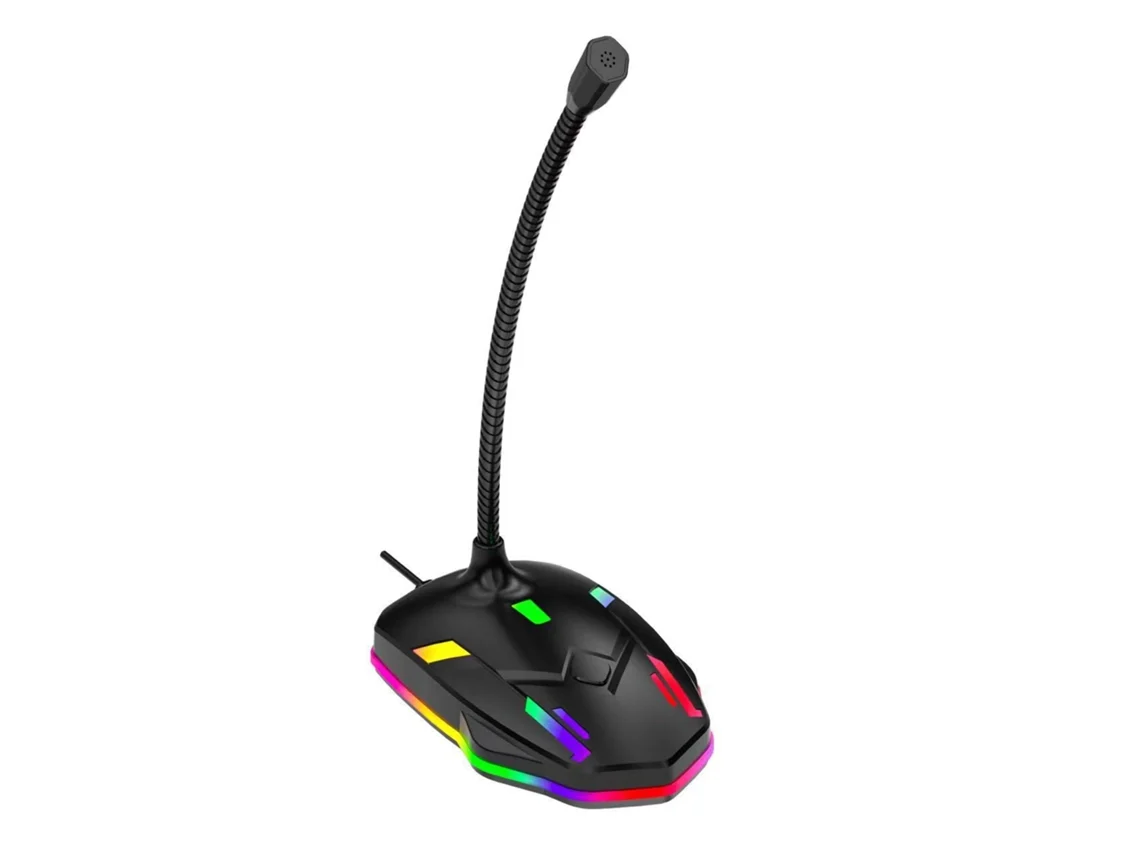 Micrófono De Escritorio Chrui Usb Con Botón De Silencio Y Luz Rgb Brillante