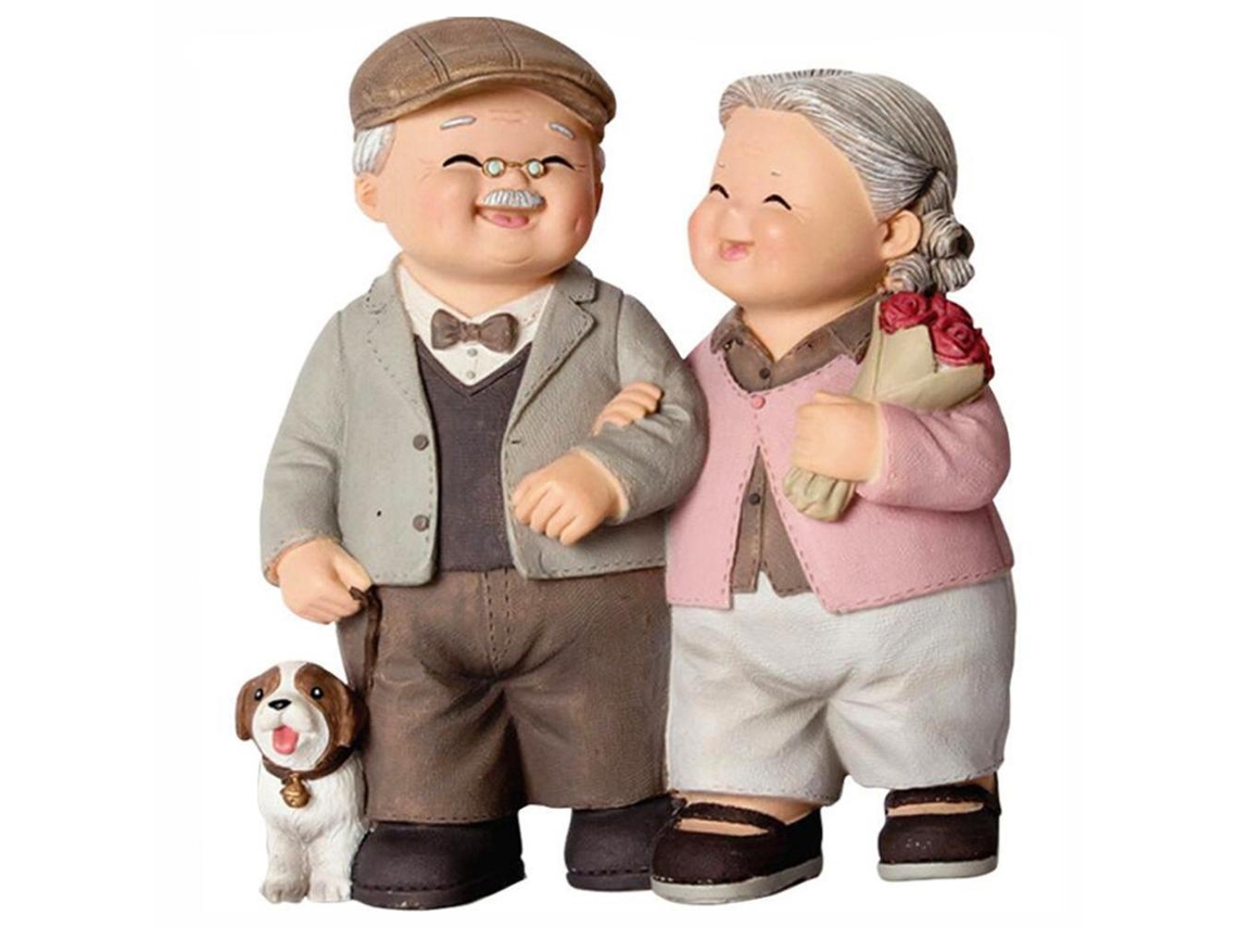 Estatua De Resina De Una Pareja De Ancianos, Artículo Decorativo Romántico Para El Hogar Y Decoración Diy.