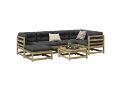Conjunto de sofá de jardín de 7 piezas de madera de pino impregnada Dkd Home Decor