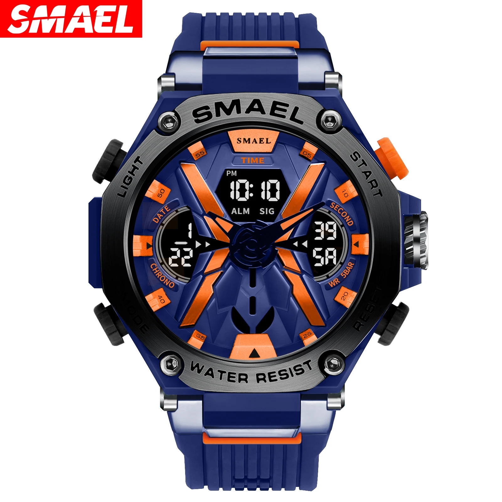 Reloj Electrónico Deportivo Multifuncional E Impermeable Para Hombre (azul Oscuro) De Aleación.