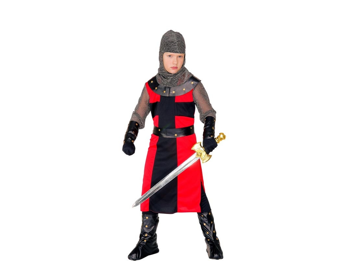 Disfraz de Caballero Medieval con pulseras negro y rojo para niño