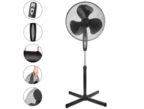 Ventilador Pie Oscilante 40 cm 3 Velocidades Altura Ajustable Temporizador Mando Distancia BRIEBE FN122397