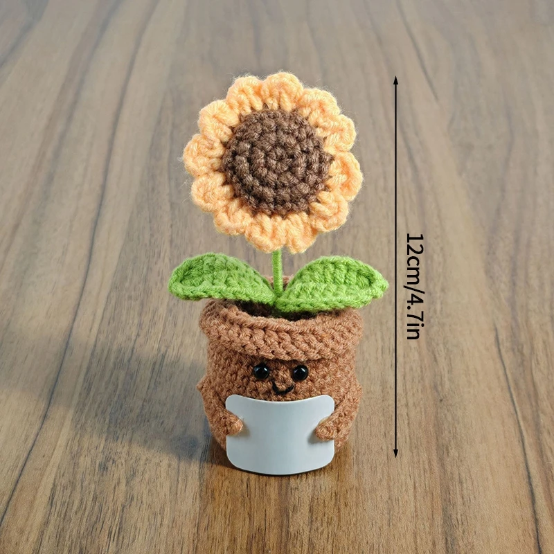 Adorno De Escritorio Con Planta Artificial Tejida A Crochet, Regalo De Graduación
