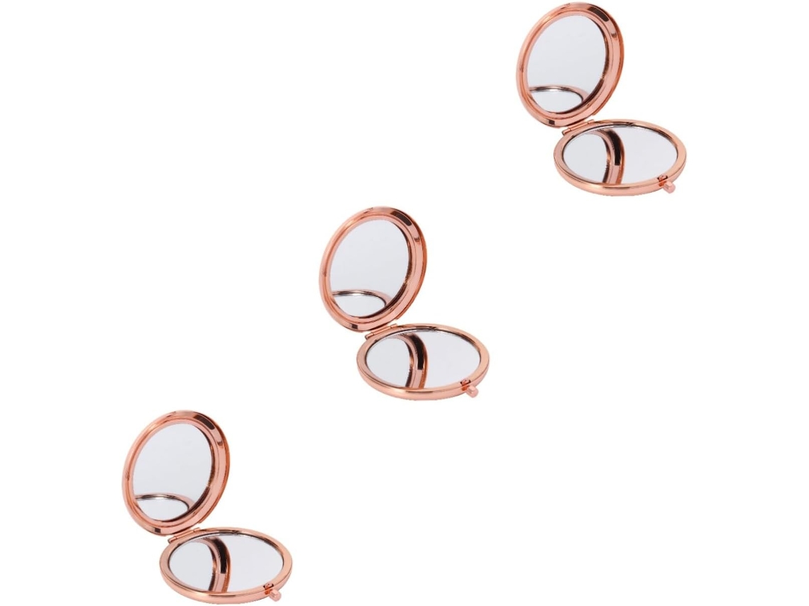 3pièces Miroir De Maquillage Compacto Double Face De Poche Y Portátil Doré Para Viaje Y Utilisa...