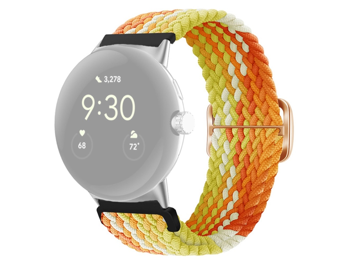 Correa de nailon trenzado ajustable hebilla elástica para Google Pixel Watch - anaranjado