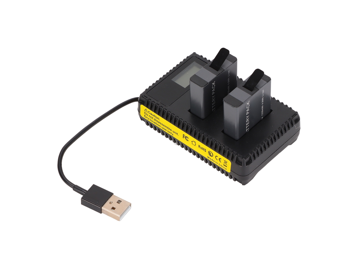 Cargador Usb Doble Con 2 Baterías De 1250 Mah Para Cámaras Ahdbt501/601/701 Con Pantalla Lcd.