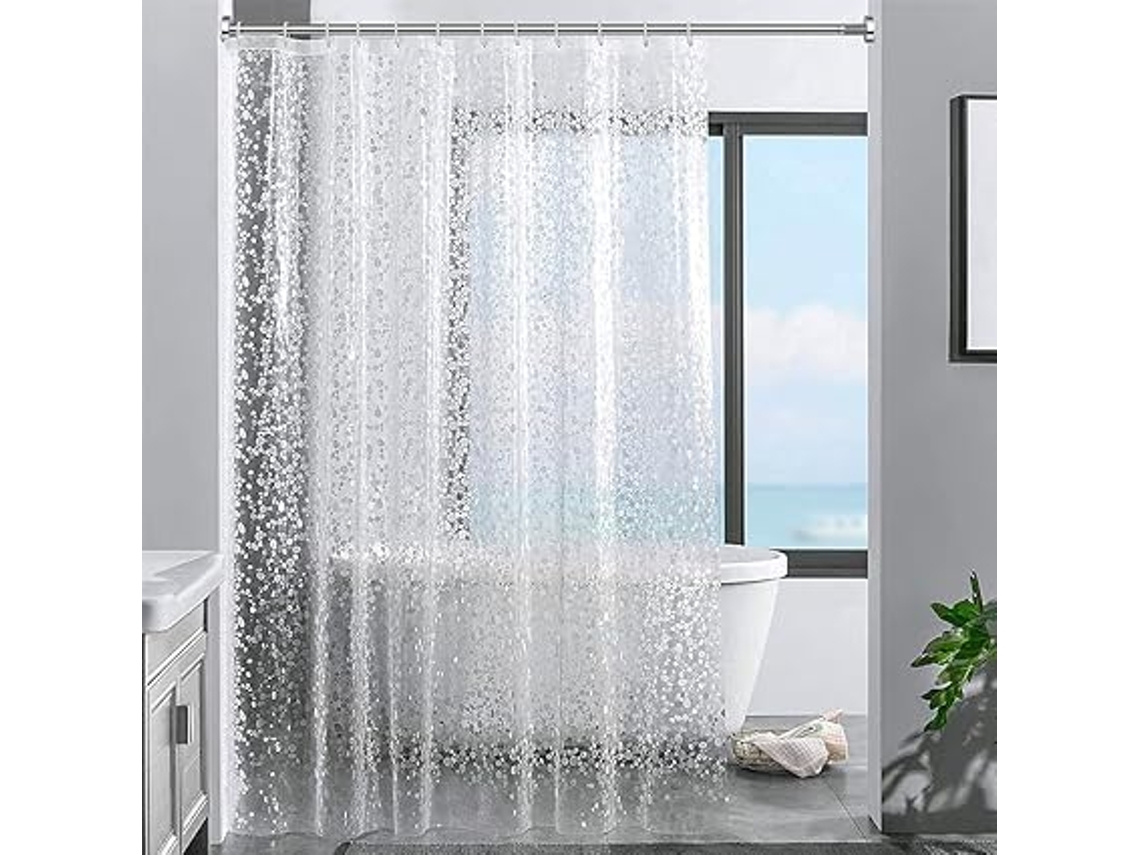 Cortina de ducha Jortmrd 180180 de plástico transparente, impermeable y resistente al moho