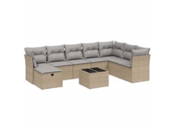 Conjunto 9 de sofás jardín con cojines beige mezcla VIDAXL ratán PE