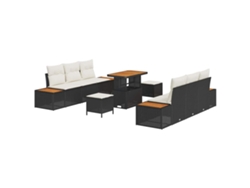 Maison Exclusive - Conjunto de sofás de jardín de ratán sintético negro de 9 piezas