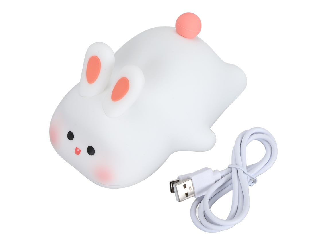Lámpara de mesa recargable USB táctil con forma de conejo de silicona, ideal para la habitación del bebé o para decorar el estudio.