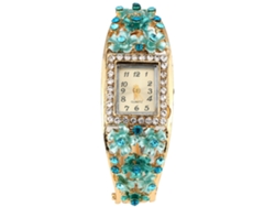 Reloj De Pulsera De Cuarzo Para Mujer Con Brazalete De Aleación Con Diamantes De Imitación Y Elegante Estampado Floral 1