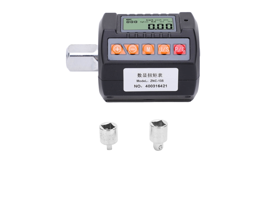 Adaptador de llave dinamométrica digital de 13,5 a 135 nm con pantalla y accionamiento de 1/2, 3/8 y 1/4 de pulgada
