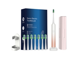 Cepillo De Dientes Eléctrico Sónico Para Adultos, Con 8 Cabezales + 1 Soporte + 1 Estuche De Viaje + 1 Base De Carga. Naranja Czhhmart