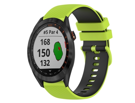 Correa Smartwatch para Garmin Approach S40 20mm Silicona Bicolor a Cuadros (Verde Lima + Negro)